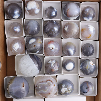 Orca Agate Spheres Set of 23 - Expert Wholesale and Supplier of Wholesale Crystals & Bulk Gemstones, ["Madagascar","Orca Agate","Spheres"]