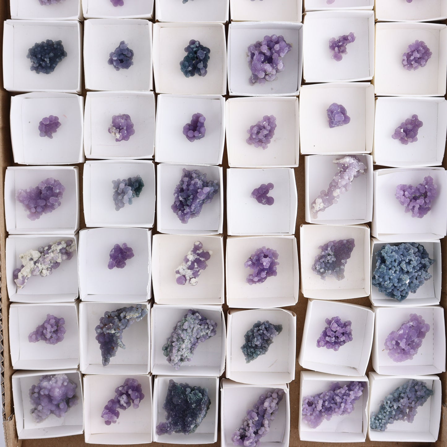Grape Agate Cluster Set of 54 - Expert Wholesale and Supplier of Wholesale Crystals & Bulk Gemstones, ["Clusters","Grape agate","Indonesia"]