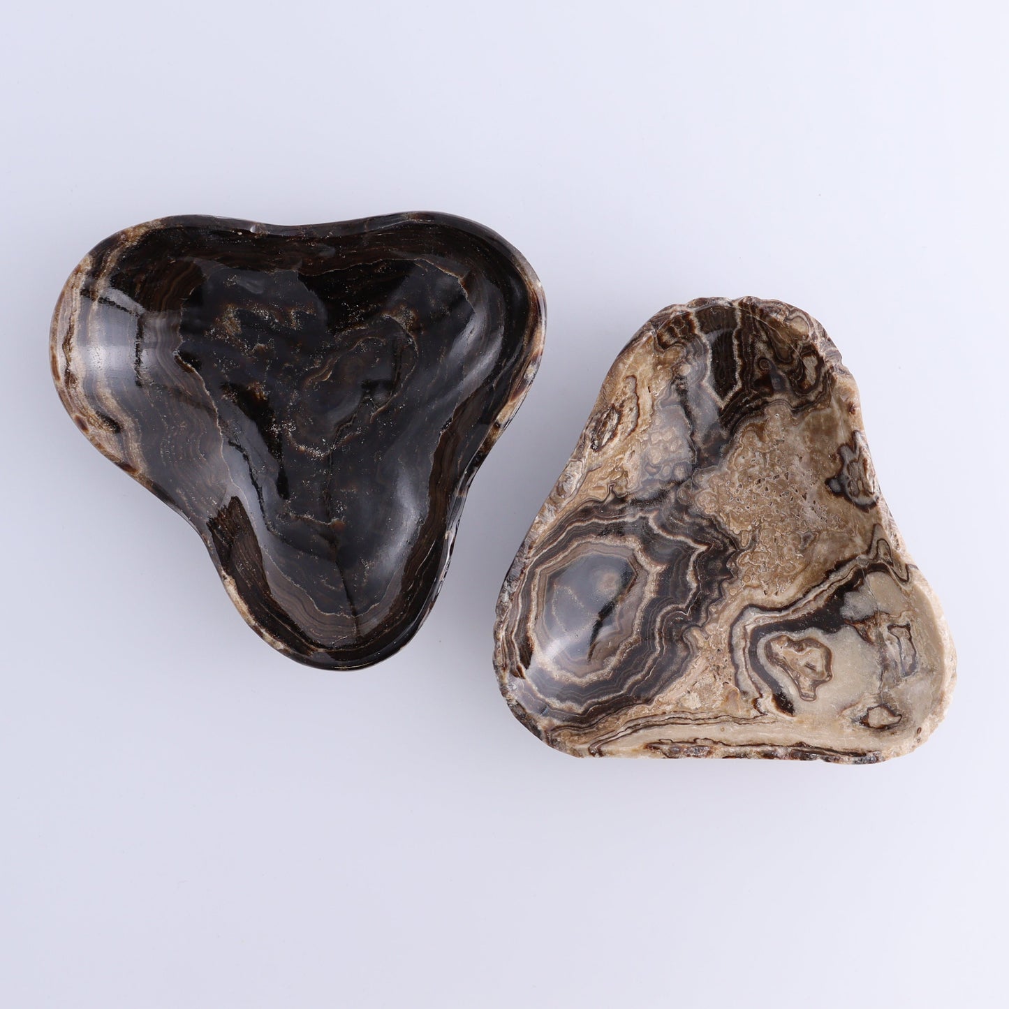 One Mexican Onyx/Calcite Chocolate Triangular Bowl - Expert Wholesale and Supplier of Wholesale Crystals & Bulk Gemstones, ["Calcite","Catalog Onyx","Decorative Dish","Mexico","onyx"]