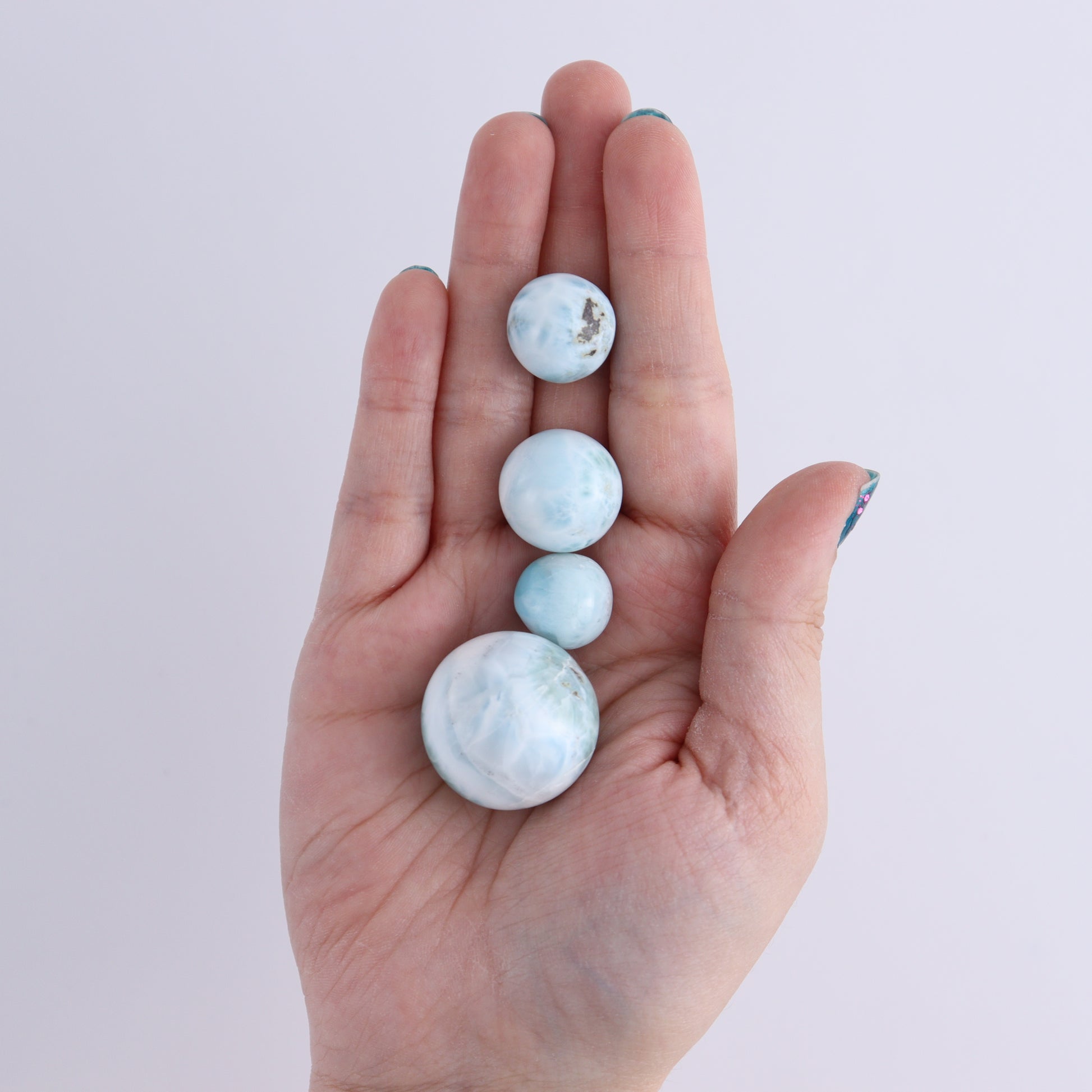 Larmiar Spheres Set of 8 - Expert Wholesale and Supplier of Wholesale Crystals & Bulk Gemstones, ["Larimar","Spheres"]