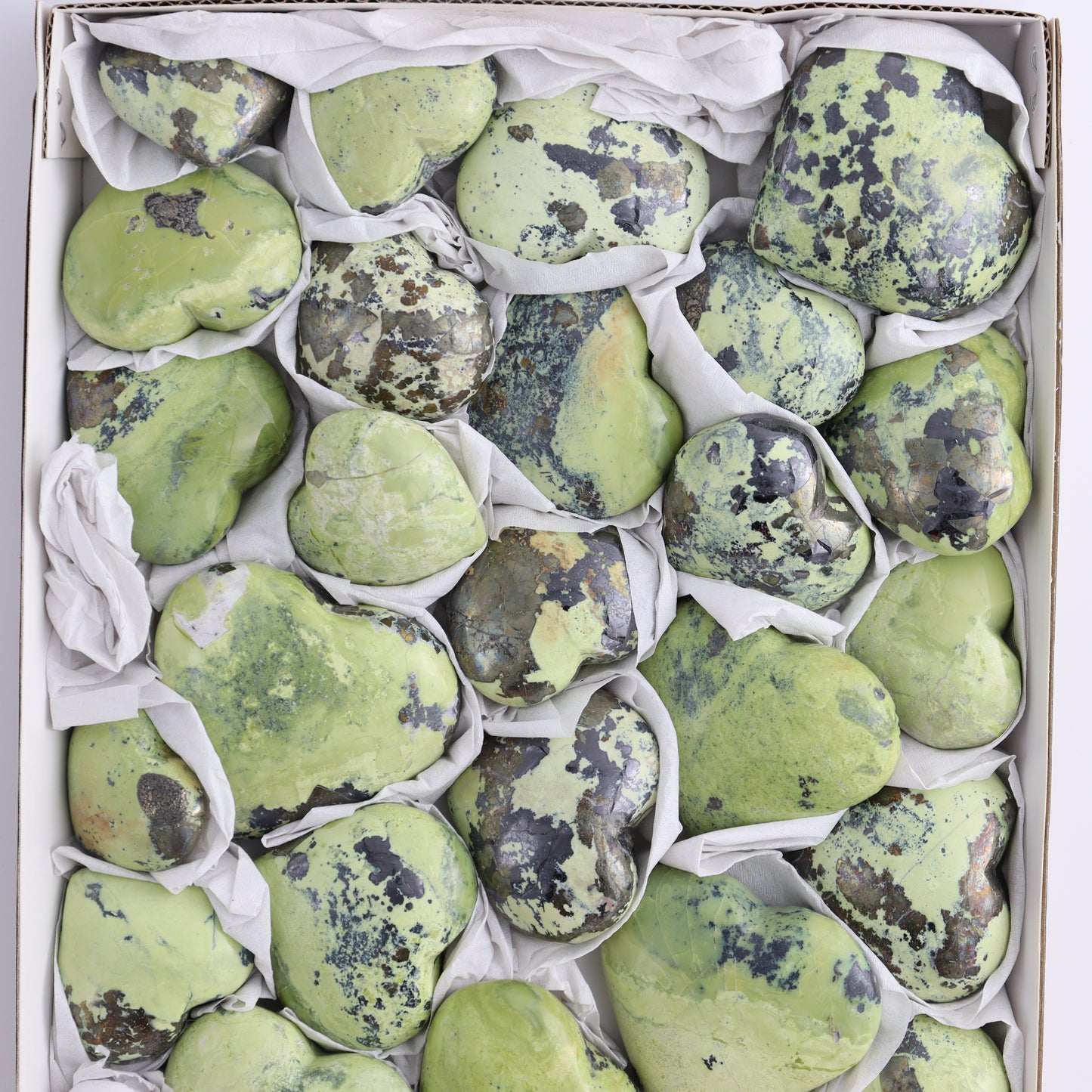 Serpentine Hearts Set of 30 - Expert Wholesale and Supplier of Wholesale Crystals & Bulk Gemstones, ["Hearts","Peru","serpentine"]