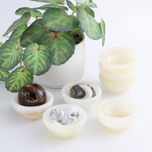 One Mexican White Onyx/Calcite Little Round Bowl - Expert Wholesale and Supplier of Wholesale Crystals & Bulk Gemstones, ["bowl","Calcite","Catalog Onyx","Decorative Dish","Mexico","onyx"]