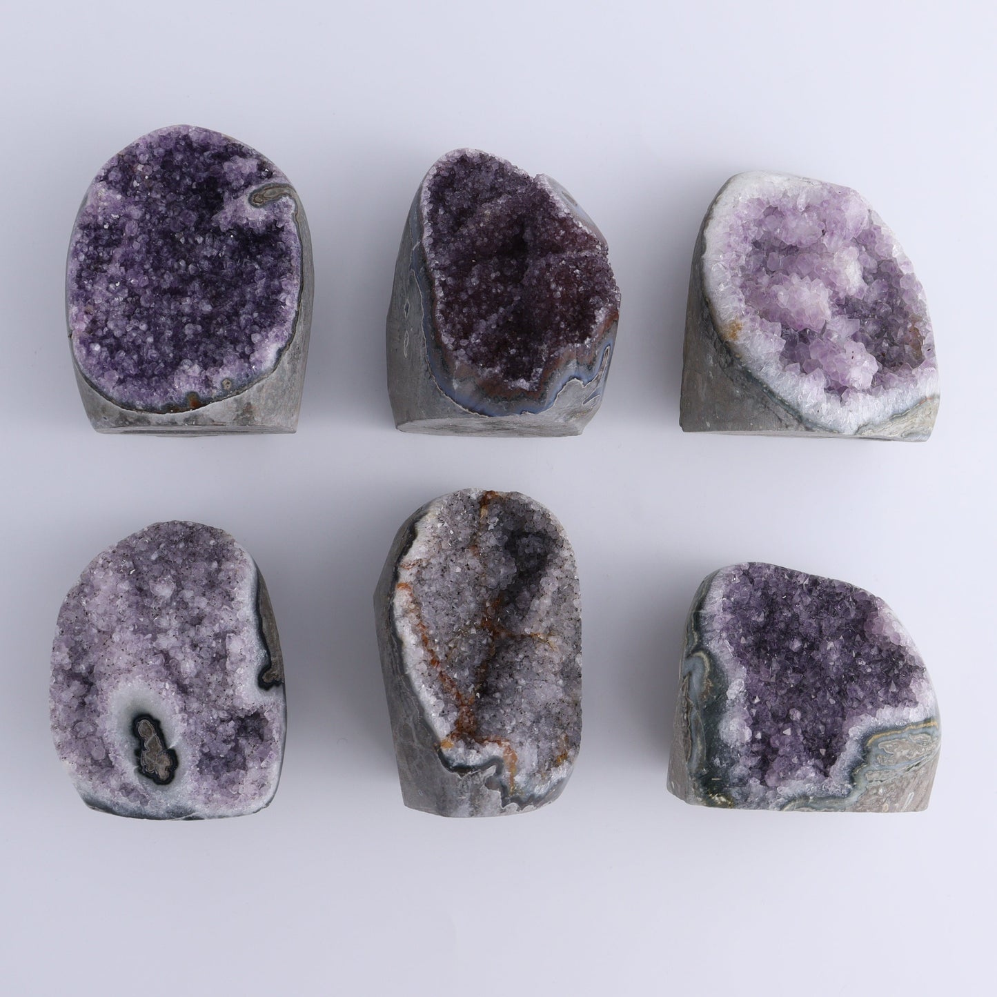 Uruguay Amethyst Cut Base Set of 6 - Expert Wholesale and Supplier of Wholesale Crystals & Bulk Gemstones, ["Amethyst","Cut Base","Uruguay"]