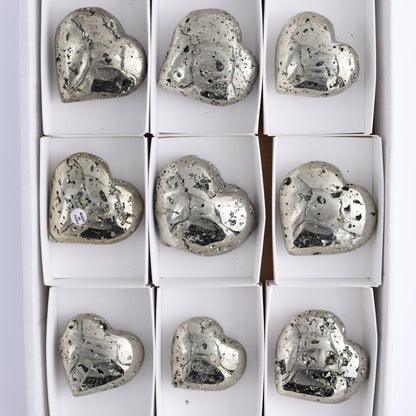 Pyrite Hearts Set of 9 - Expert Wholesale and Supplier of Wholesale Crystals & Bulk Gemstones, ["Hearts","Peru","Pyrite"]