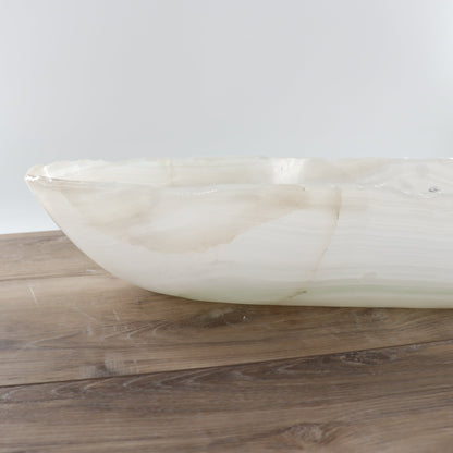 Mexican Onyx/Calcite Canoe Bowl 28"