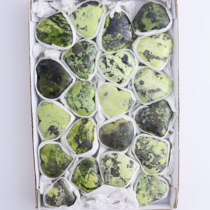 Serpentine Hearts Set of 21 - Expert Wholesale and Supplier of Wholesale Crystals & Bulk Gemstones, ["Hearts","Peru","serpentine"]
