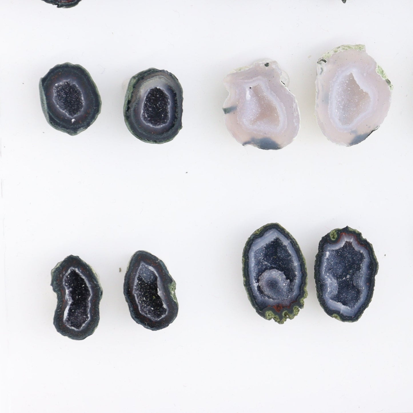Tabasco Geodes 9 Pairs - Expert Wholesale and Supplier of Wholesale Crystals & Bulk Gemstones, ["Geodes","Tabasco Geode"]