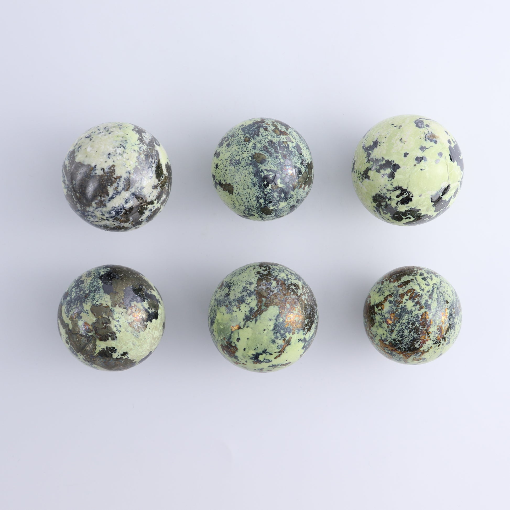 Serpentine Spheres Set of 6 - Expert Wholesale and Supplier of Wholesale Crystals & Bulk Gemstones, ["Peru","serpentine","Spheres"]
