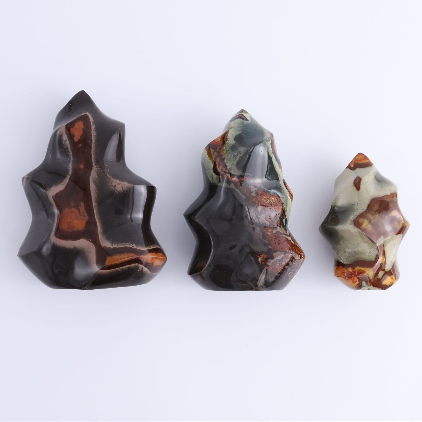 Polychrome Jasper Flames Set of 5 - Expert Wholesale and Supplier of Wholesale Crystals & Bulk Gemstones, ["close_30","jasper","Madagascar","Polychrome Jasper"]
