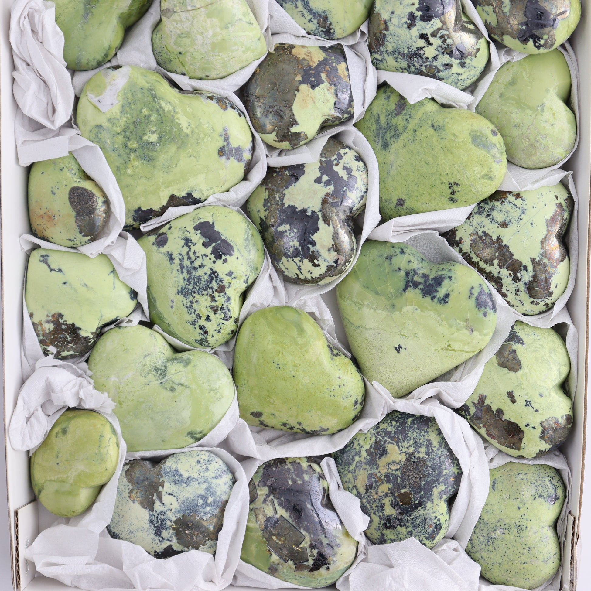 Serpentine Hearts Set of 30 - Expert Wholesale and Supplier of Wholesale Crystals & Bulk Gemstones, ["Hearts","Peru","serpentine"]