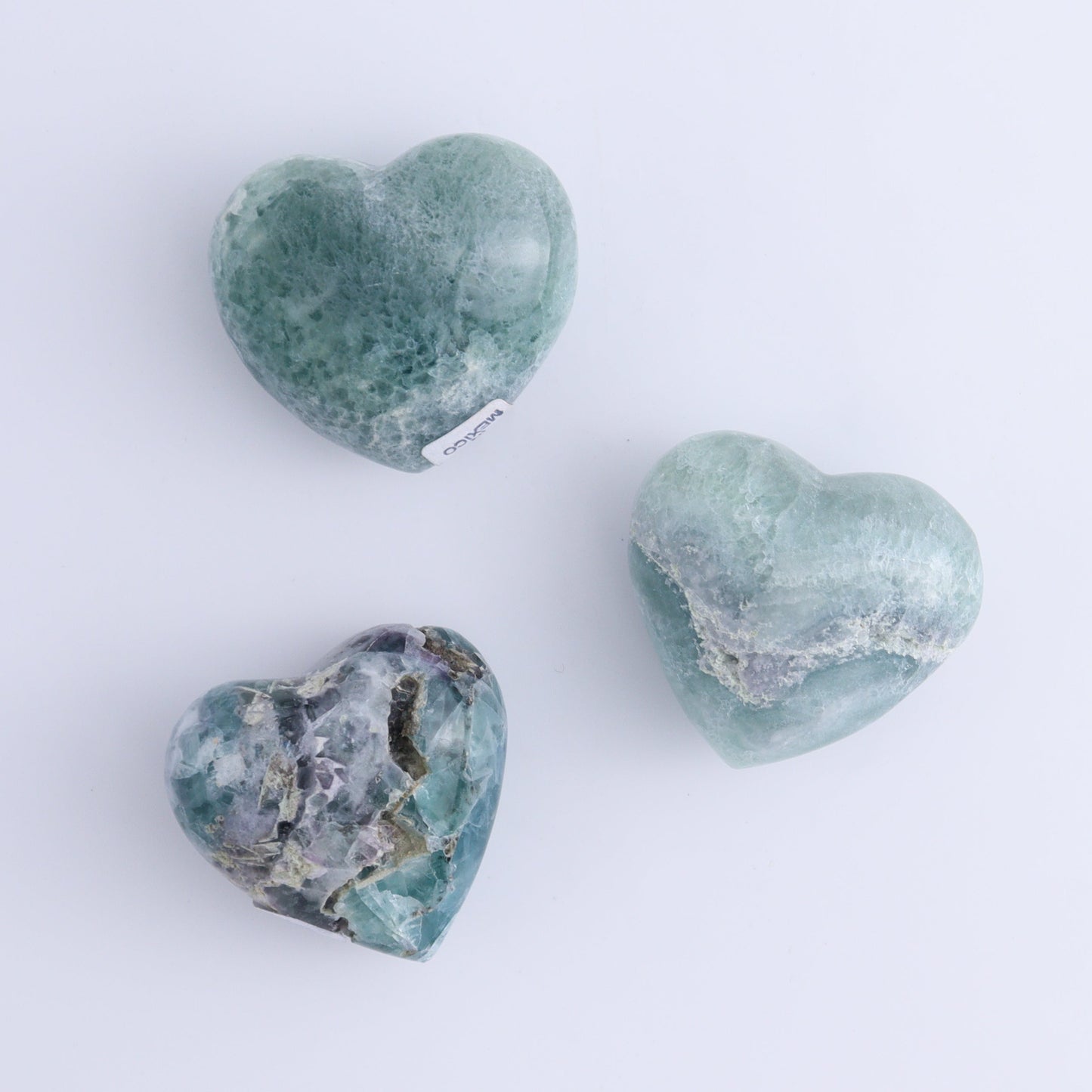Fluorite Hearts Set of 7 - Expert Wholesale and Supplier of Wholesale Crystals & Bulk Gemstones, ["Fluorite","Hearts","Mexico"]
