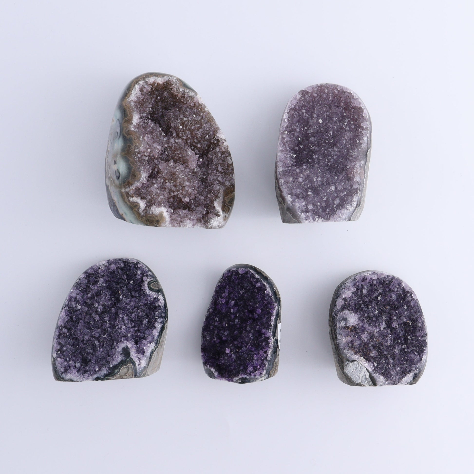 Uruguay Amethyst Cut Base Set of 5 - Expert Wholesale and Supplier of Wholesale Crystals & Bulk Gemstones, ["Amethyst","Cut Base","Uruguay"]