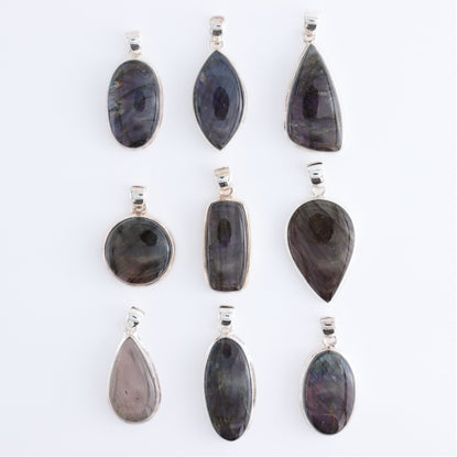 One Purple Fire Labradorite Sterling Silver Pendant (chain not included) - Expert Wholesale and Supplier of Wholesale Crystals & Bulk Gemstones, ["Labradorite","Pendant","sterling silver"]