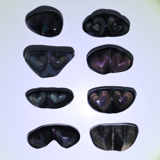 Rainbow Obsidian Heart Pairs Set of 8 - Expert Wholesale and Supplier of Wholesale Crystals & Bulk Gemstones, ["Hearts","Mexico","Rainbow Obsidian"]