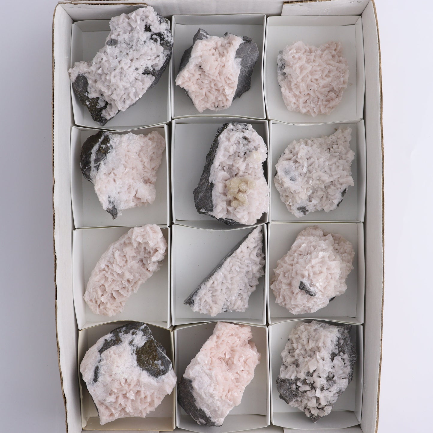 Dolomite with Calcite, Quartz, & Pyrite Set of 12 - Expert Wholesale and Supplier of Wholesale Crystals & Bulk Gemstones, ["Canada","Dolomite","Rough","Roughs"]