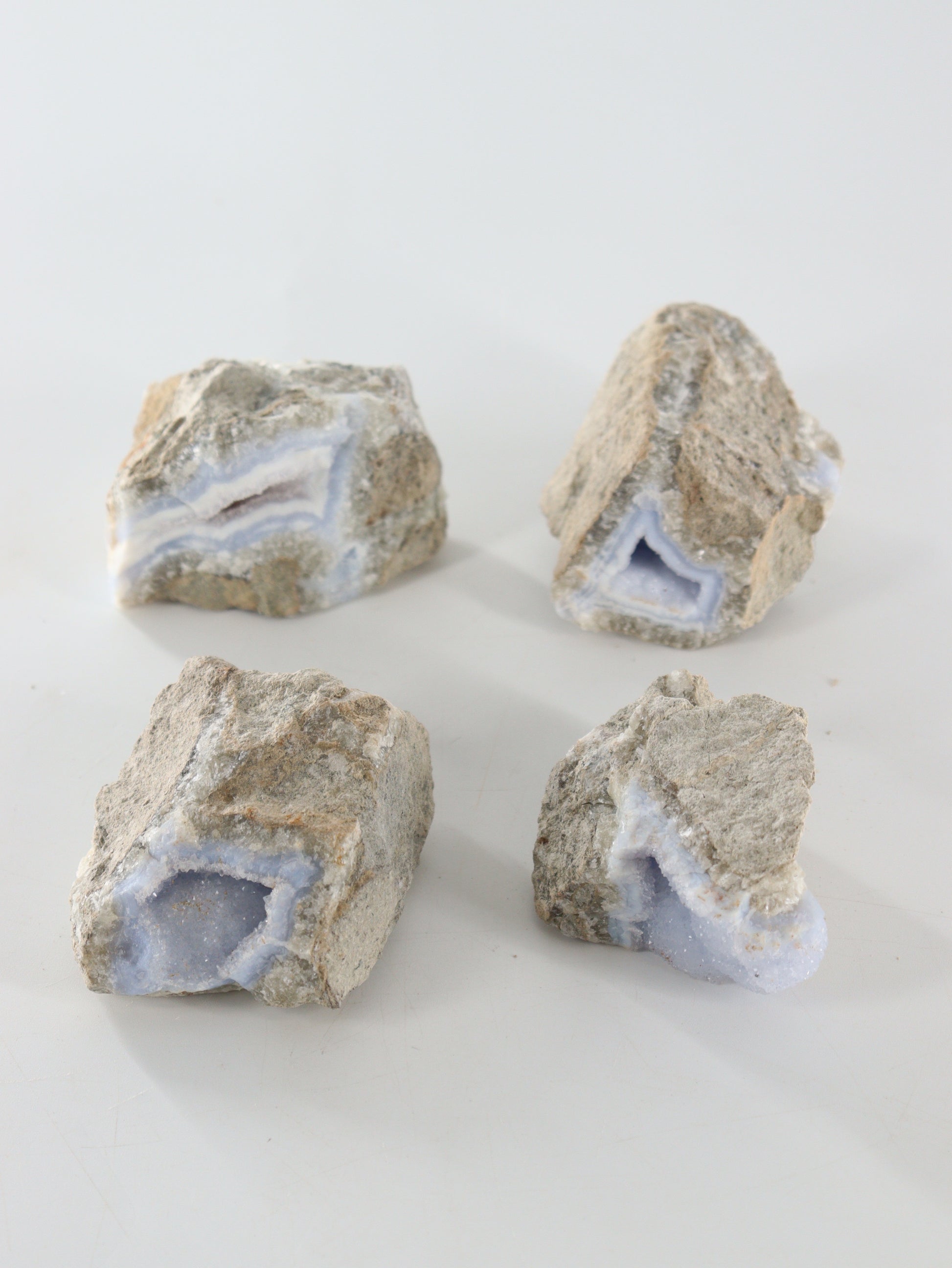 Blue Lace Agate Clusters Set of 4 - Expert Wholesale and Supplier of Wholesale Crystals & Bulk Gemstones, []