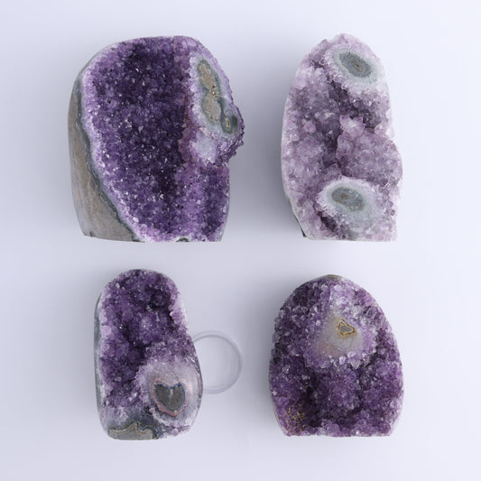 Uruguay Amethyst Cut Base Set of 4 - Expert Wholesale and Supplier of Wholesale Crystals & Bulk Gemstones, ["Amethyst","Cut Base","Uruguay"]