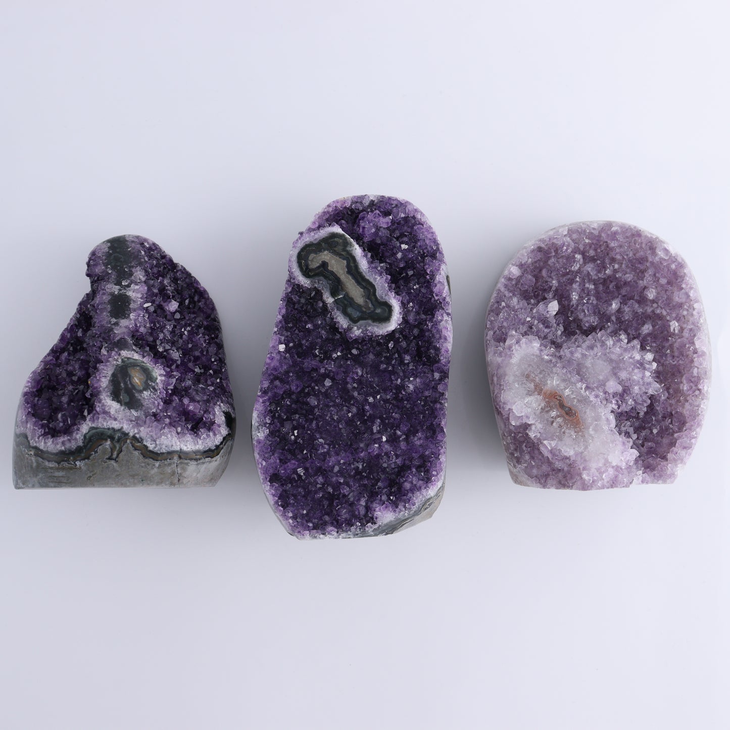 Uruguay Amethyst Set of 3 - Expert Wholesale and Supplier of Wholesale Crystals & Bulk Gemstones, ["Amethyst","Freeforms","Uruguay"]