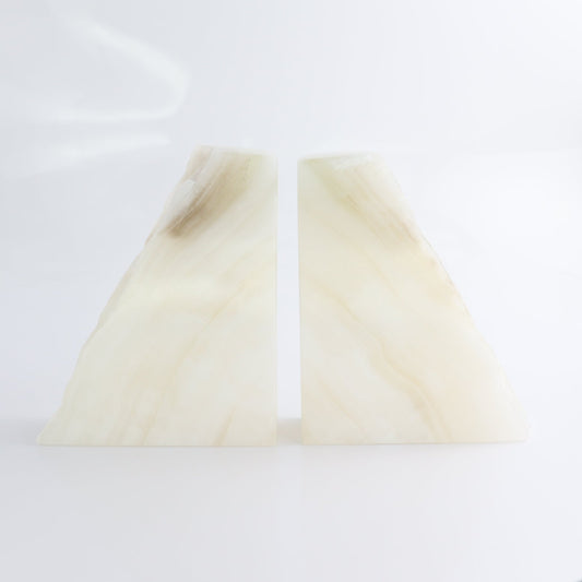 One Pair of Mexican Onyx/Calcite White Rough Bookends