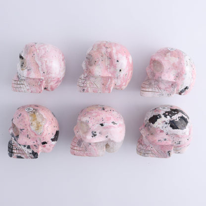 Rhodonite Skulls Set of 6 - Expert Wholesale and Supplier of Wholesale Crystals & Bulk Gemstones, ["Peru","Rhodonite","Skulls"]