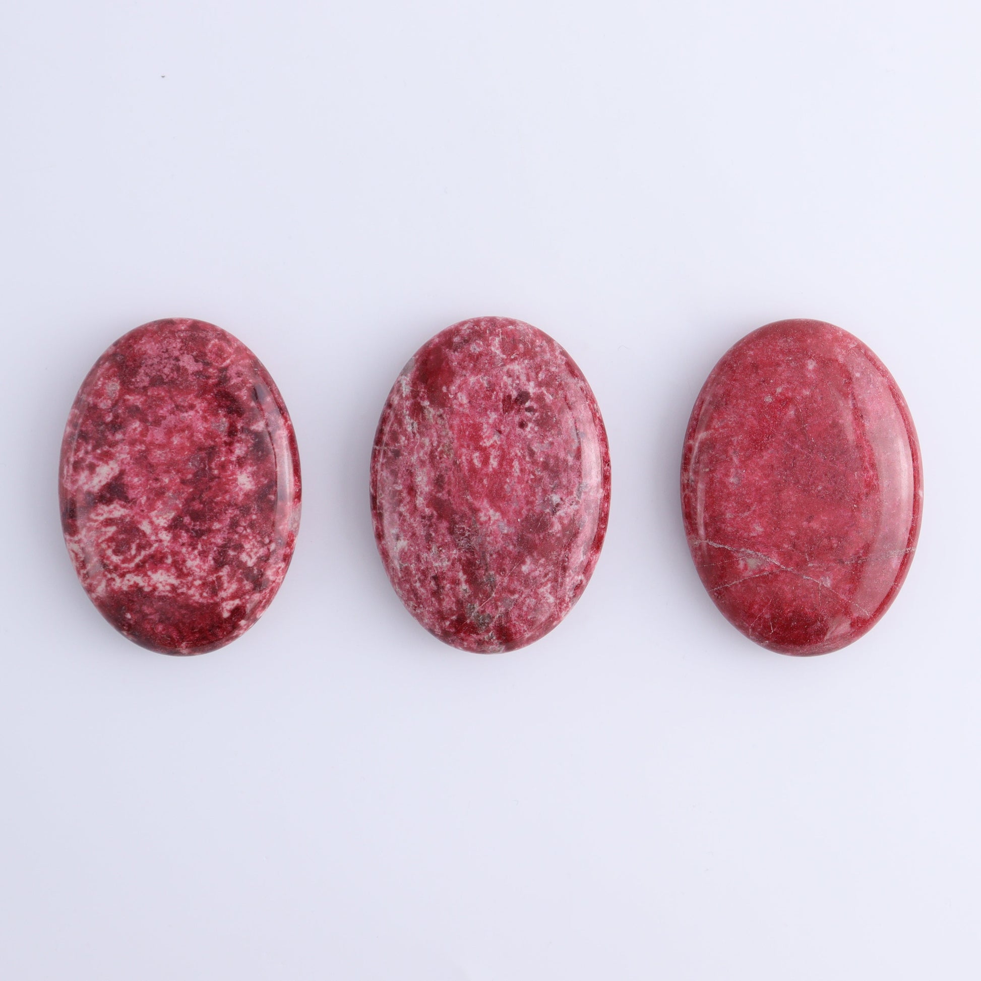 Thulite Palm Stones Set of 3 - Expert Wholesale and Supplier of Wholesale Crystals & Bulk Gemstones, ["Palm Stones","thulite"]