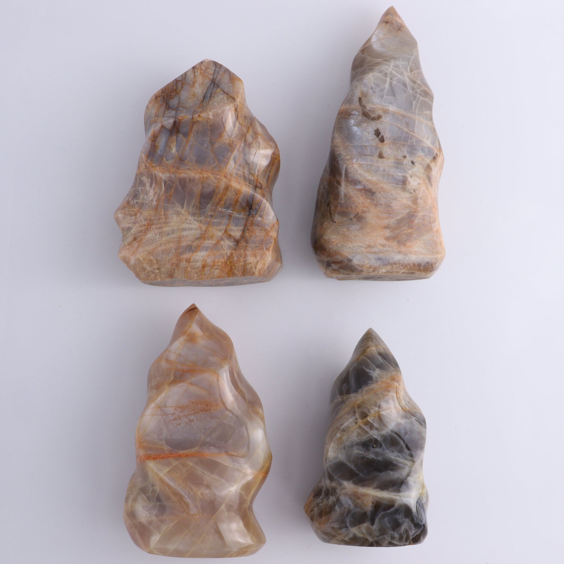 Peach Moonstone Flames Set of 10 - Expert Wholesale and Supplier of Wholesale Crystals & Bulk Gemstones, ["flames","Madagascar","Peach Moonstone"]