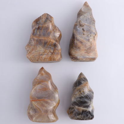 Peach Moonstone Flames Set of 10 - Expert Wholesale and Supplier of Wholesale Crystals & Bulk Gemstones, ["flames","Madagascar","Peach Moonstone"]