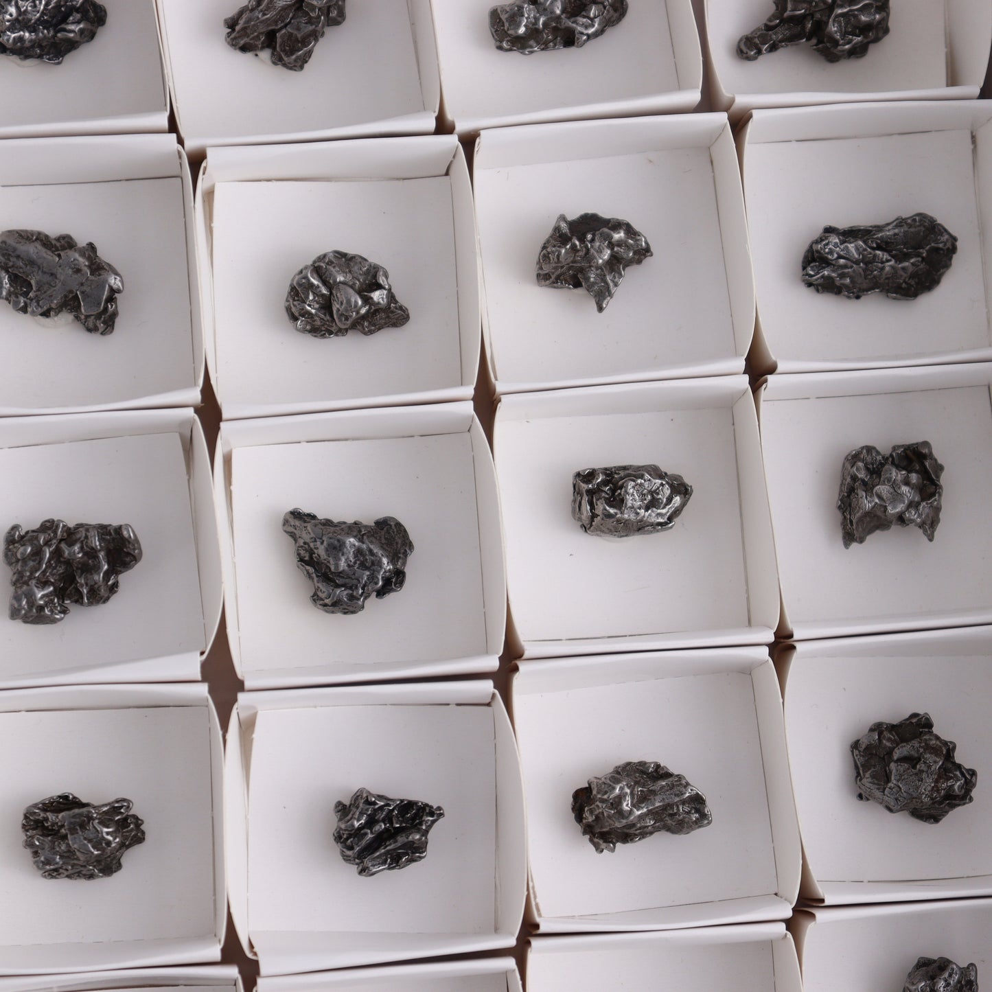 Campo del Cielo Meteorites from Argentina, Flat of 54 - Expert Wholesale and Supplier of Wholesale Crystals & Bulk Gemstones, ["Argentina","Flats","Meteorite"]