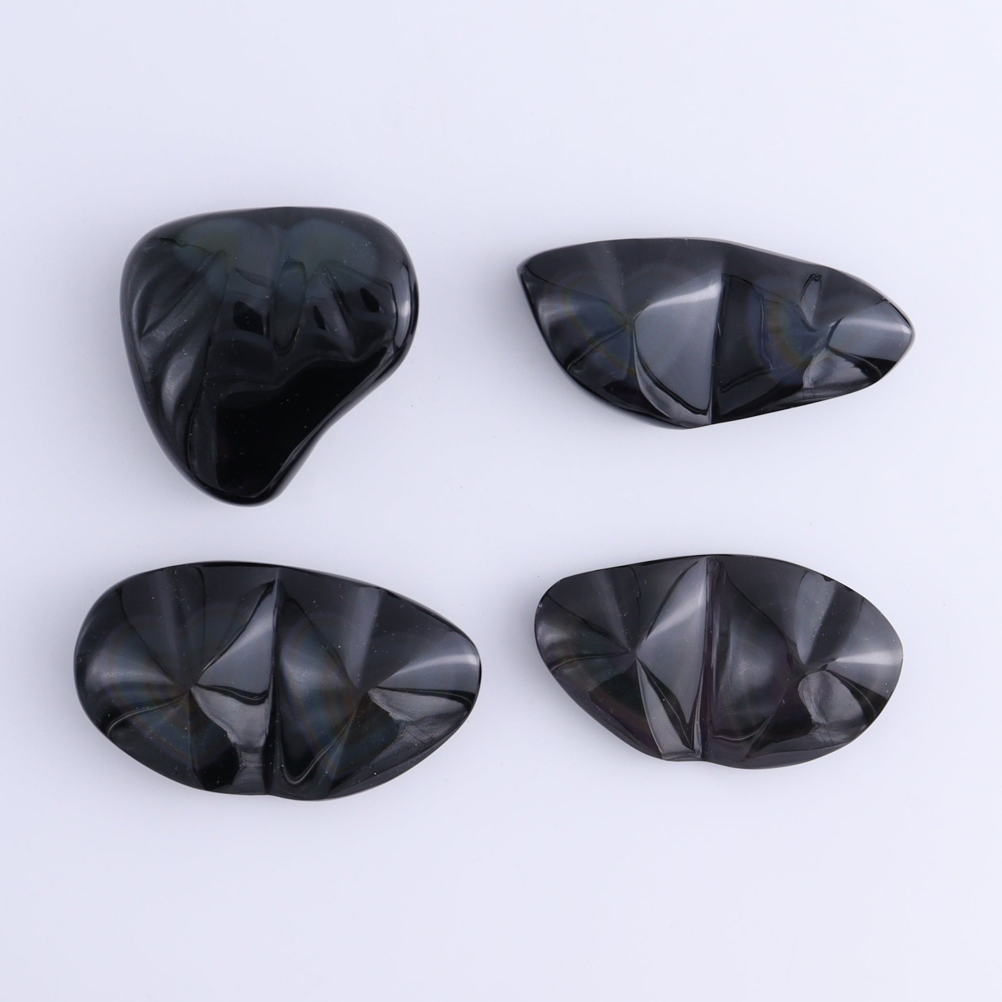 Rainbow Obsidian Heart Set of 4 - Expert Wholesale and Supplier of Wholesale Crystals & Bulk Gemstones, ["Hearts","Mexico","Obsidian","Rainbow Obsidian"]