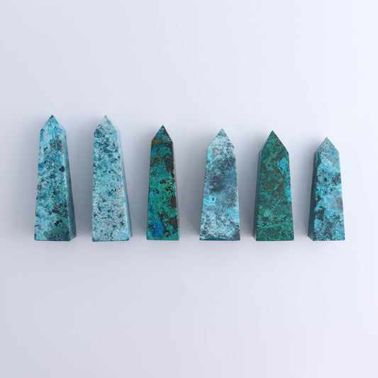 Chrysocolla Towers Set of 6 - Expert Wholesale and Supplier of Wholesale Crystals & Bulk Gemstones, ["Chrysocolla","Towers"]