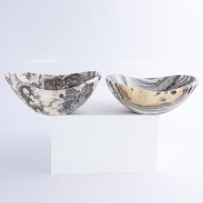 One Mexican Onyx/Calcite White Zebra Small Oval Bowl - Expert Wholesale and Supplier of Wholesale Crystals & Bulk Gemstones, ["bowl","Bowls","Calcite","Catalog Onyx","Decorative Dish","Mexico","onyx"]