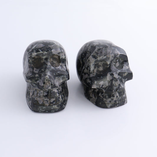 Indigo Gabbro Skulls Set of 2 - Expert Wholesale and Supplier of Wholesale Crystals & Bulk Gemstones, ["Indigo Gabbro","Madagascar","Skulls"]