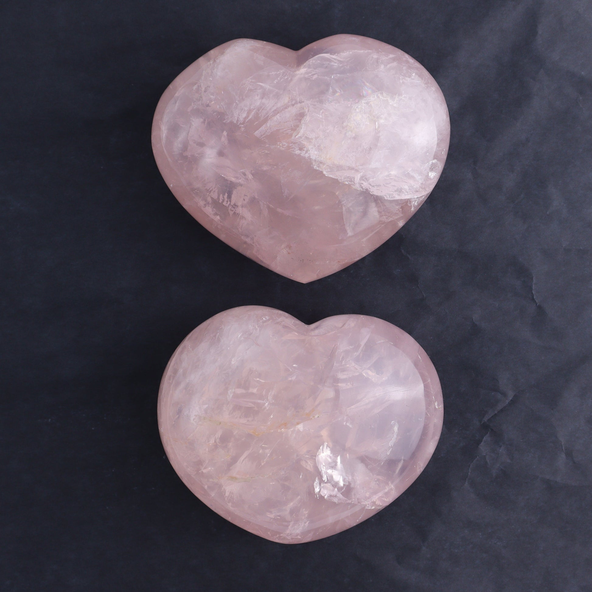 Rose Quartz Hearts Set of 2 - Expert Wholesale and Supplier of Wholesale Crystals & Bulk Gemstones, ["Hearts","Madagascar","Quartz","Rose Quartz"]