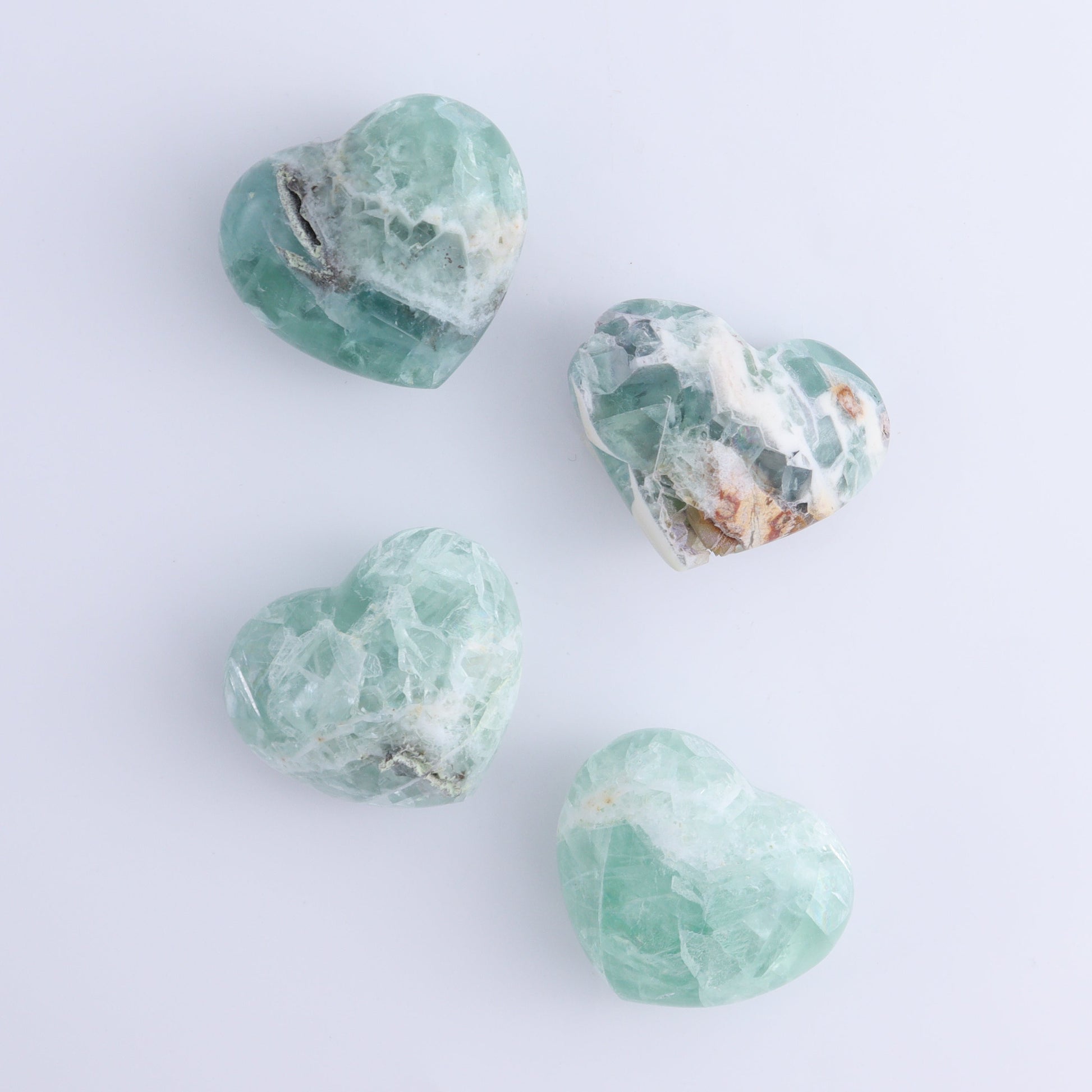 Fluorite Hearts Set of 7 - Expert Wholesale and Supplier of Wholesale Crystals & Bulk Gemstones, ["Fluorite","Hearts","Mexico"]