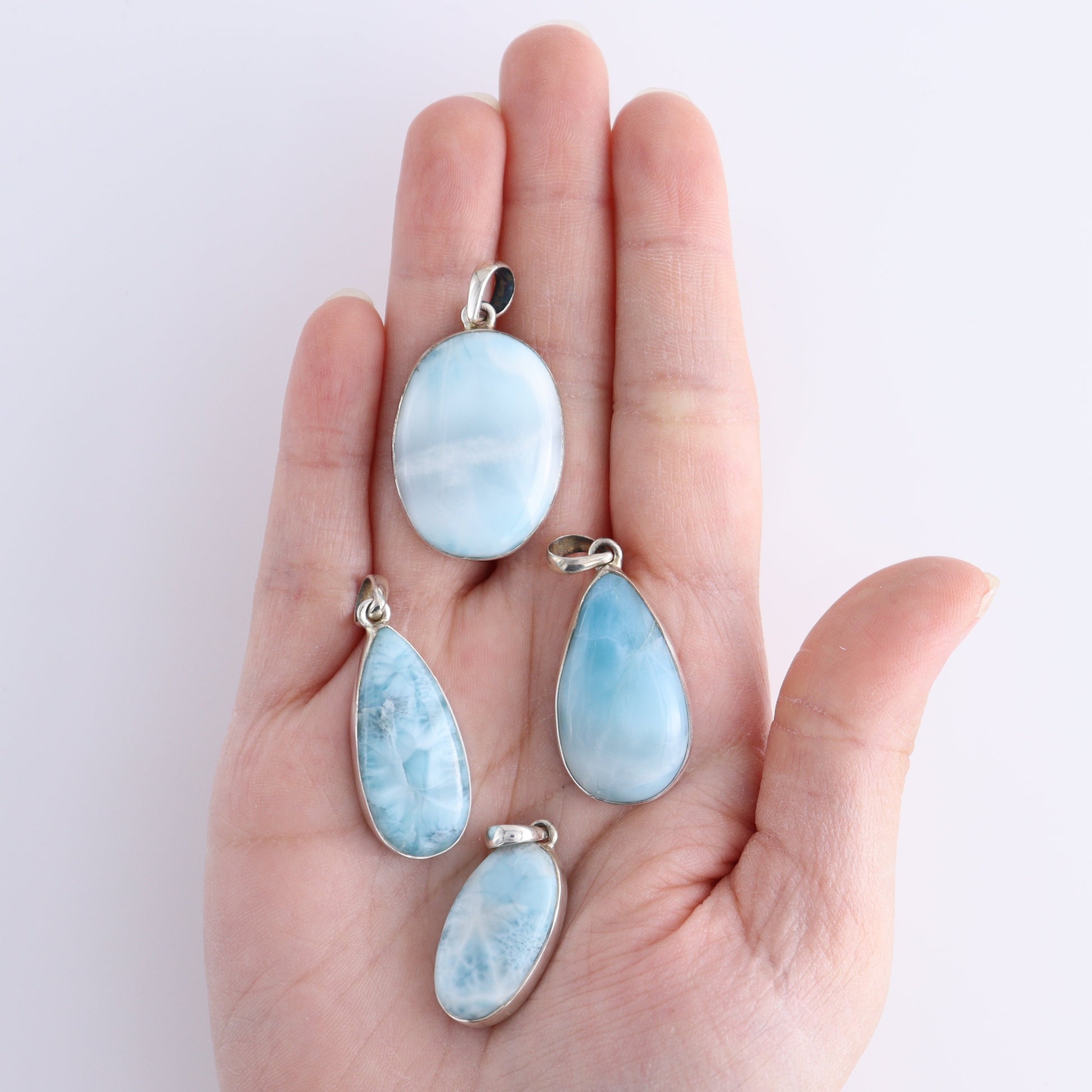 One Larimar Sterling Silver Pendant (chain not included) - Expert Wholesale and Supplier of Wholesale Crystals & Bulk Gemstones, ["Larimar","Pendant","sterling silver"]