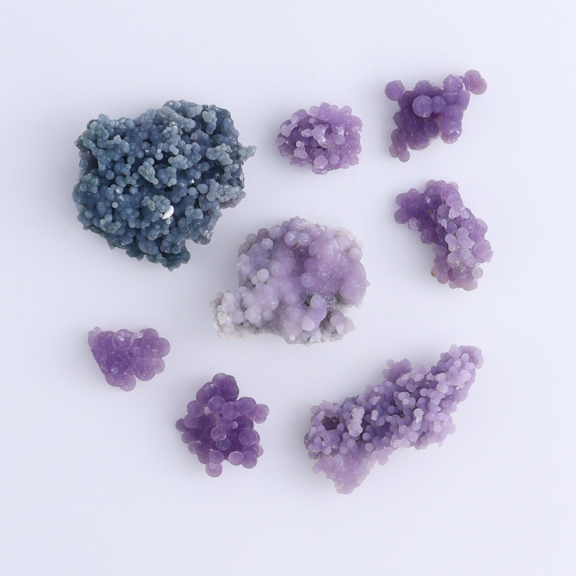 Grape Agate Cluster Set of 54 - Expert Wholesale and Supplier of Wholesale Crystals & Bulk Gemstones, ["Clusters","Grape agate","Indonesia"]