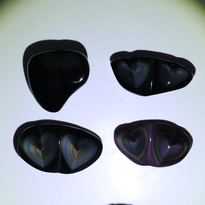 Rainbow Obsidian Heart Set of 4 - Expert Wholesale and Supplier of Wholesale Crystals & Bulk Gemstones, ["Hearts","Mexico","Obsidian","Rainbow Obsidian"]