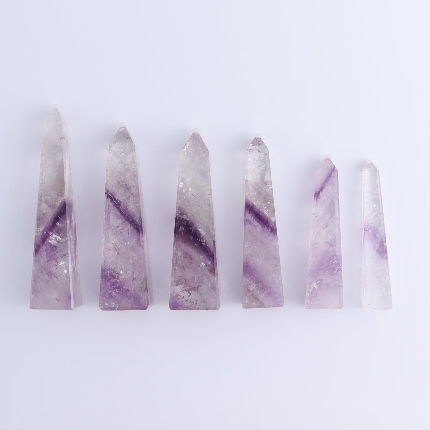 Amethyst Obelisks Set of 6 - Expert Wholesale and Supplier of Wholesale Crystals & Bulk Gemstones, ["Amethyst","Brazil","Obelisk"]