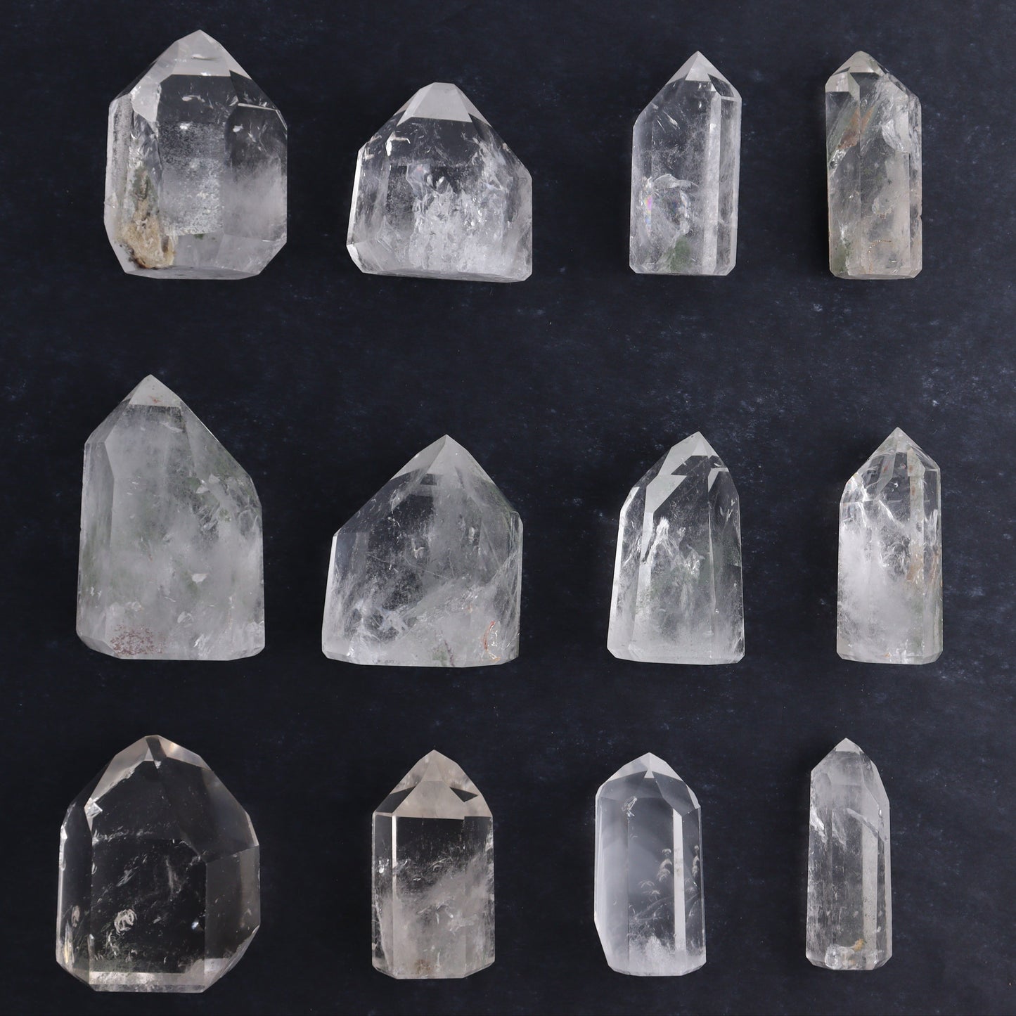 Garden Quartz Towers Set of 12 - Expert Wholesale and Supplier of Wholesale Crystals & Bulk Gemstones, ["Garden Quartz","Points","Quartz","Towers"]