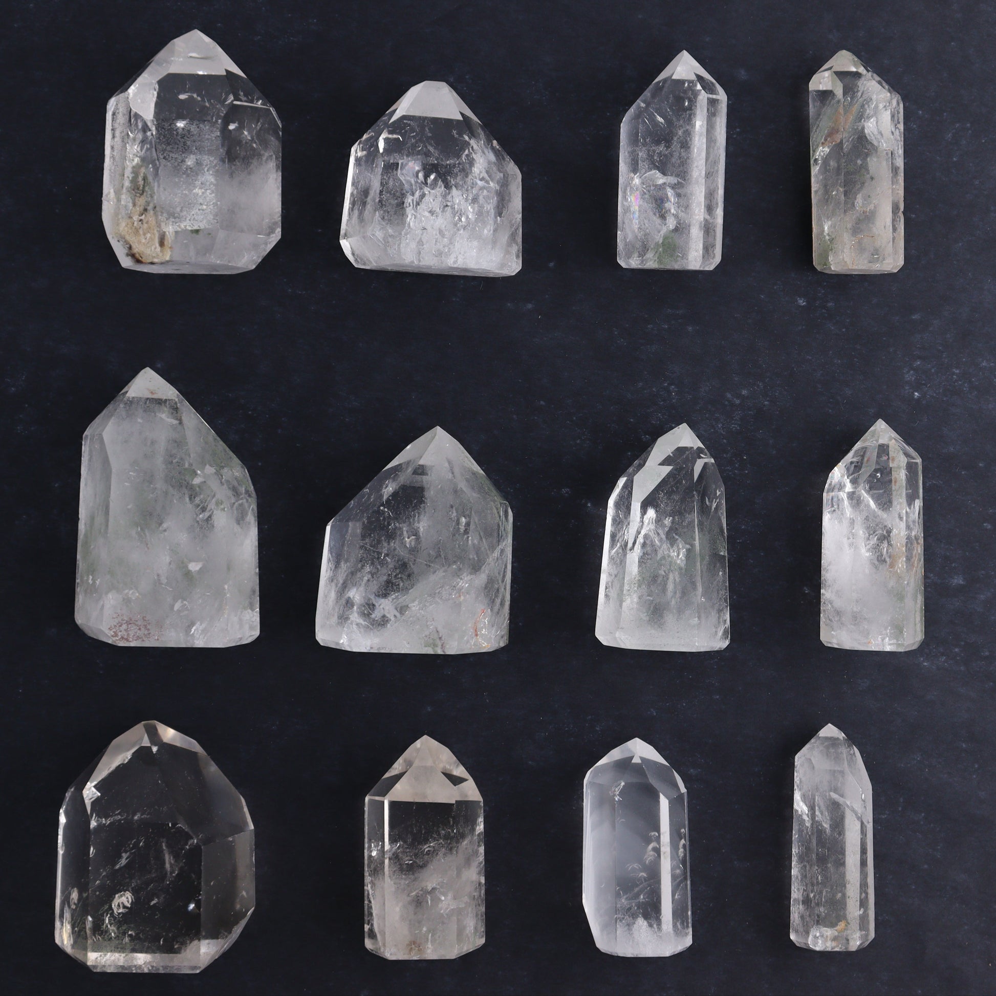 Garden Quartz Towers Set of 12 - Expert Wholesale and Supplier of Wholesale Crystals & Bulk Gemstones, ["Garden Quartz","Points","Quartz","Towers"]