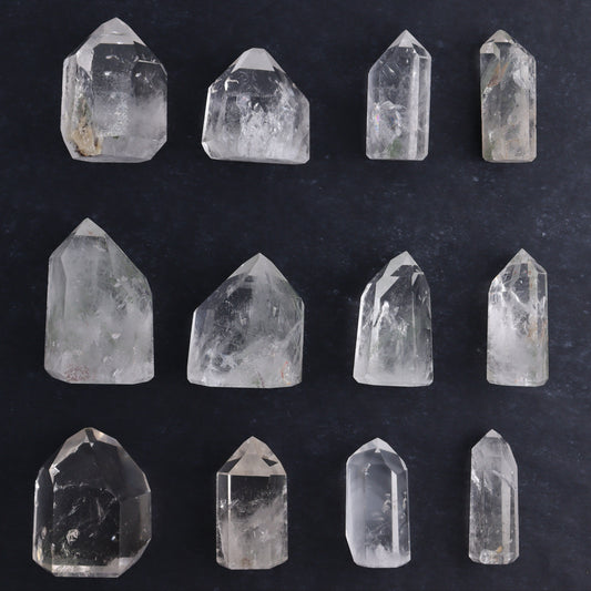 Garden Quartz Towers Set of 12 - Expert Wholesale and Supplier of Wholesale Crystals & Bulk Gemstones, ["Garden Quartz","Points","Quartz","Towers"]