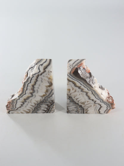 Light Zebra With Pink Onyx Bookends