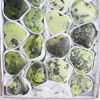 Serpentine Hearts Set of 21 - Expert Wholesale and Supplier of Wholesale Crystals & Bulk Gemstones, ["Hearts","Peru","serpentine"]