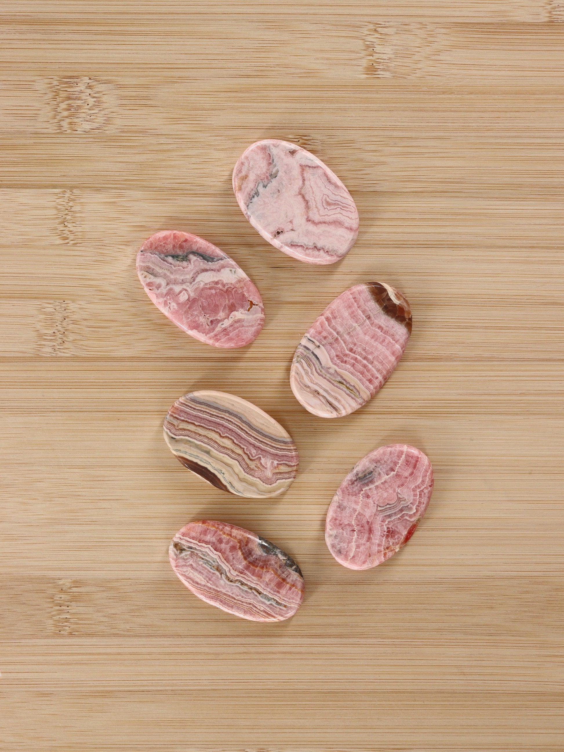 Rhodochrosite Flat Stones Set of 6 - Expert Wholesale and Supplier of Wholesale Crystals & Bulk Gemstones, []