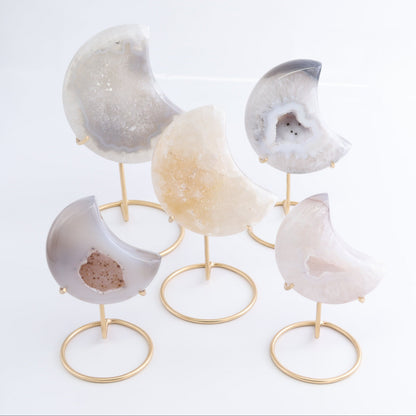 Agate Moons with Stand Set of 5 - Expert Wholesale and Supplier of Wholesale Crystals & Bulk Gemstones, ["Agate","Brazil","moons"]