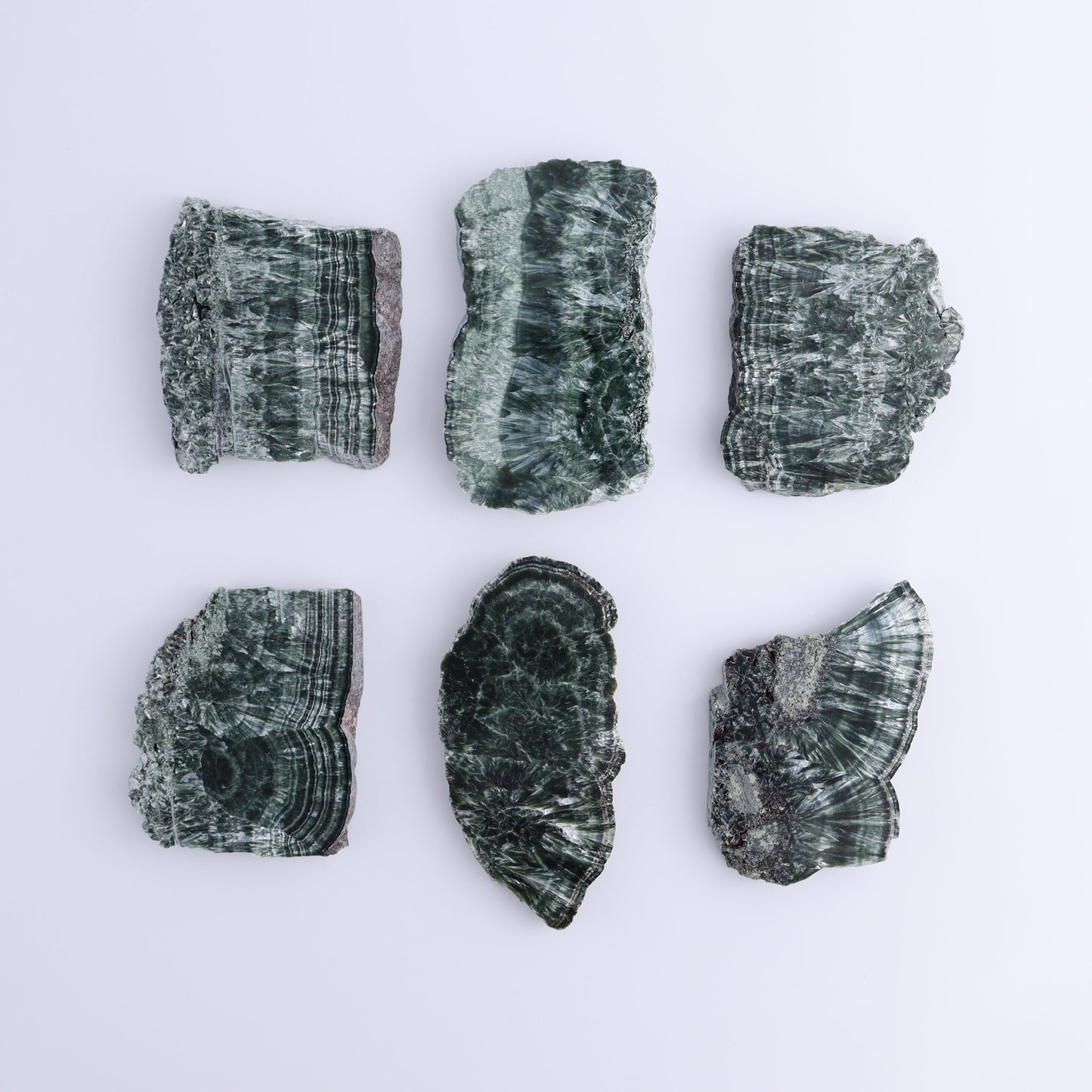 Seraphinite Slices Set of 6 - Expert Wholesale and Supplier of Wholesale Crystals & Bulk Gemstones, ["Russia","Seraphinite","Slices and Slabs"]