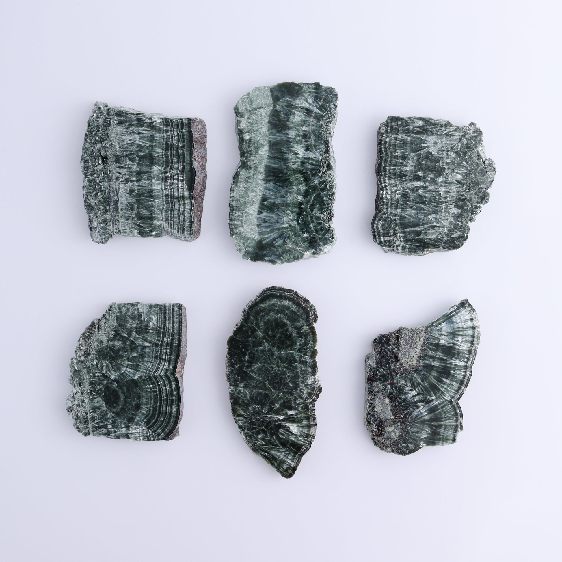 Seraphinite Slices Set of 6 - Expert Wholesale and Supplier of Wholesale Crystals & Bulk Gemstones, ["Russia","Seraphinite","Slices and Slabs"]