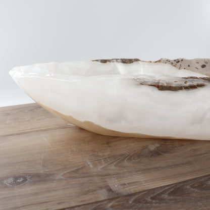 Mexican Onyx/Calcite Canoe Bowl 36"
