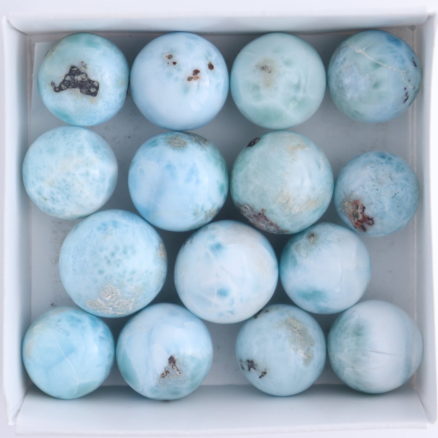 Larimar Spheres Set of 15 - Expert Wholesale and Supplier of Wholesale Crystals & Bulk Gemstones, ["Larimar","Spheres"]