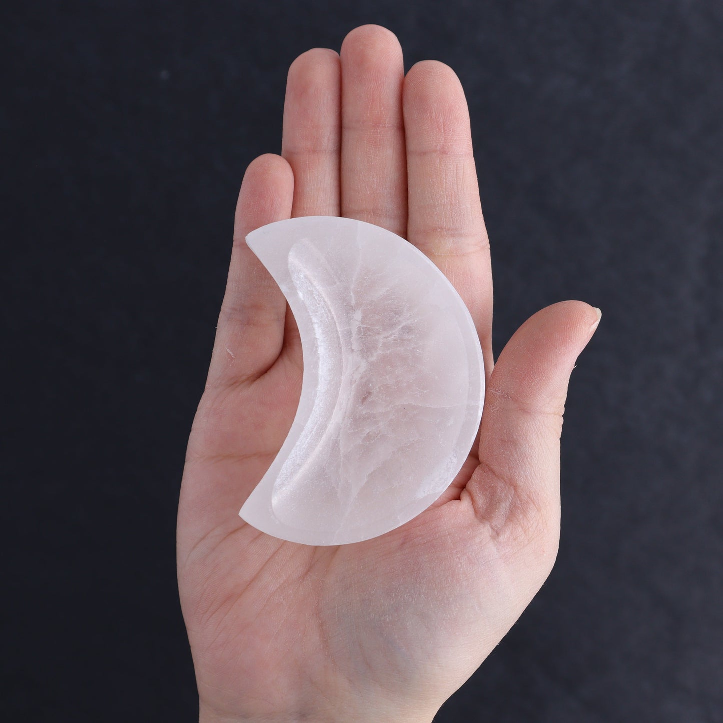 One Selenite (Satin Spar) Moon Bowl 6 cm - Expert Wholesale and Supplier of Wholesale Crystals & Bulk Gemstones, ["Bowls","moons","Morocco","Selenite"]